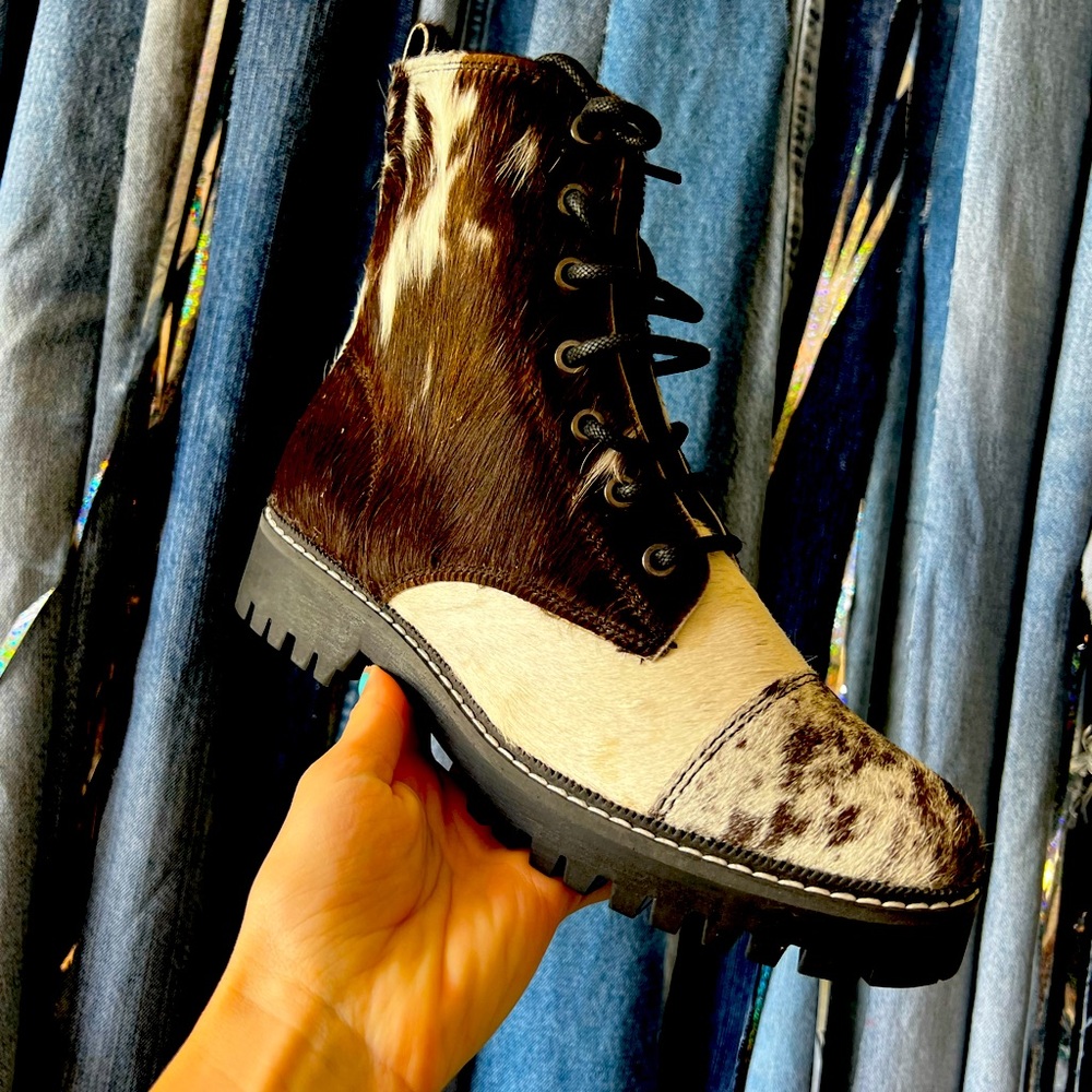 Cowhide combat boots